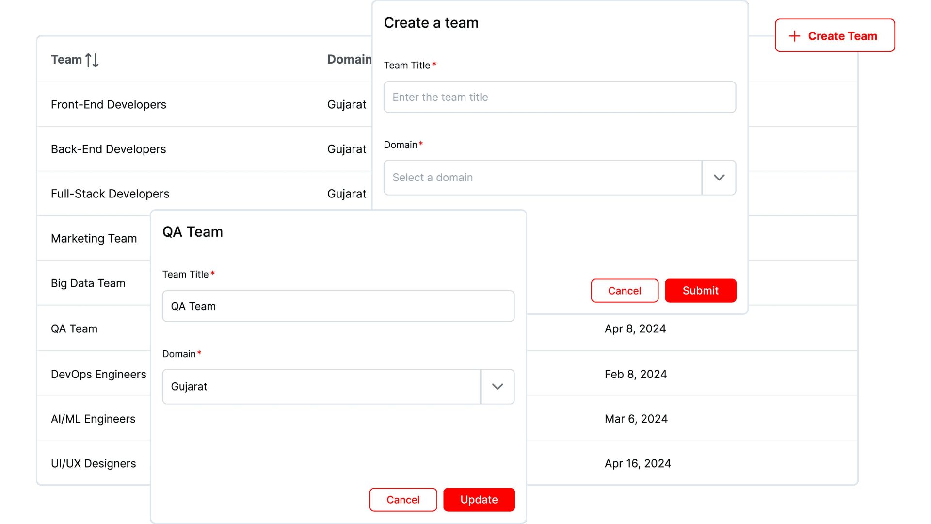 Create and Update Teams
